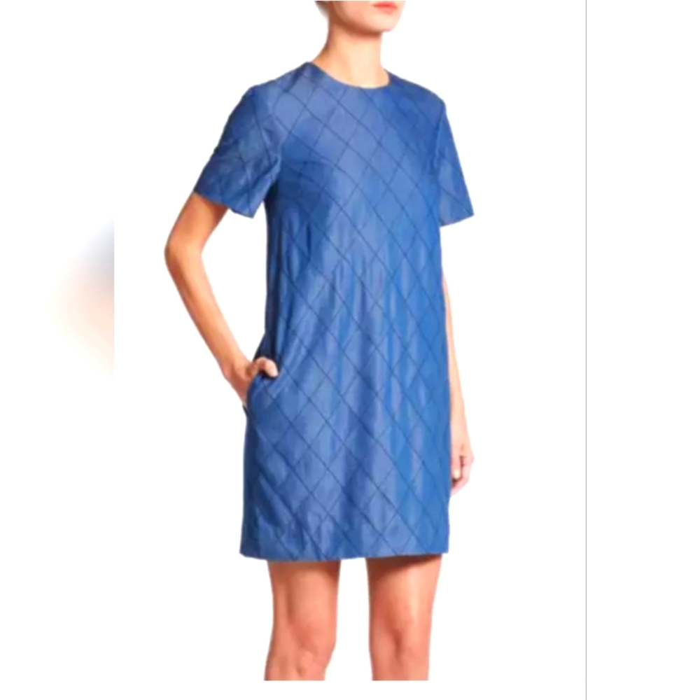 Kate Spade New York Womens Blue Quilted Chambray Shift Dress Size 6 Denim